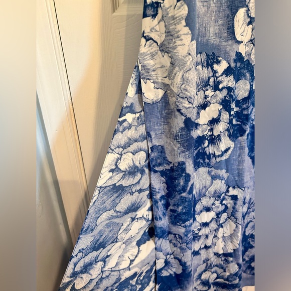 BCBGMax Floral Blue Yellow Maxi side slit open back dress size XXS - Picture 8 of 16